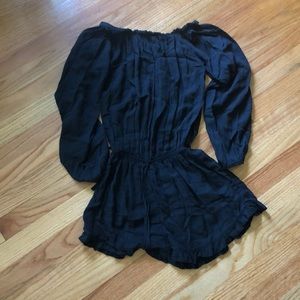 Off the shoulder long sleeve romper